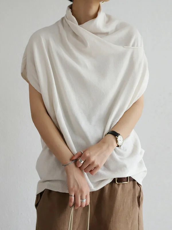 Women's Poncho Blouse - Loose Fit - Soft Knit - Elegant Cowl Neck
