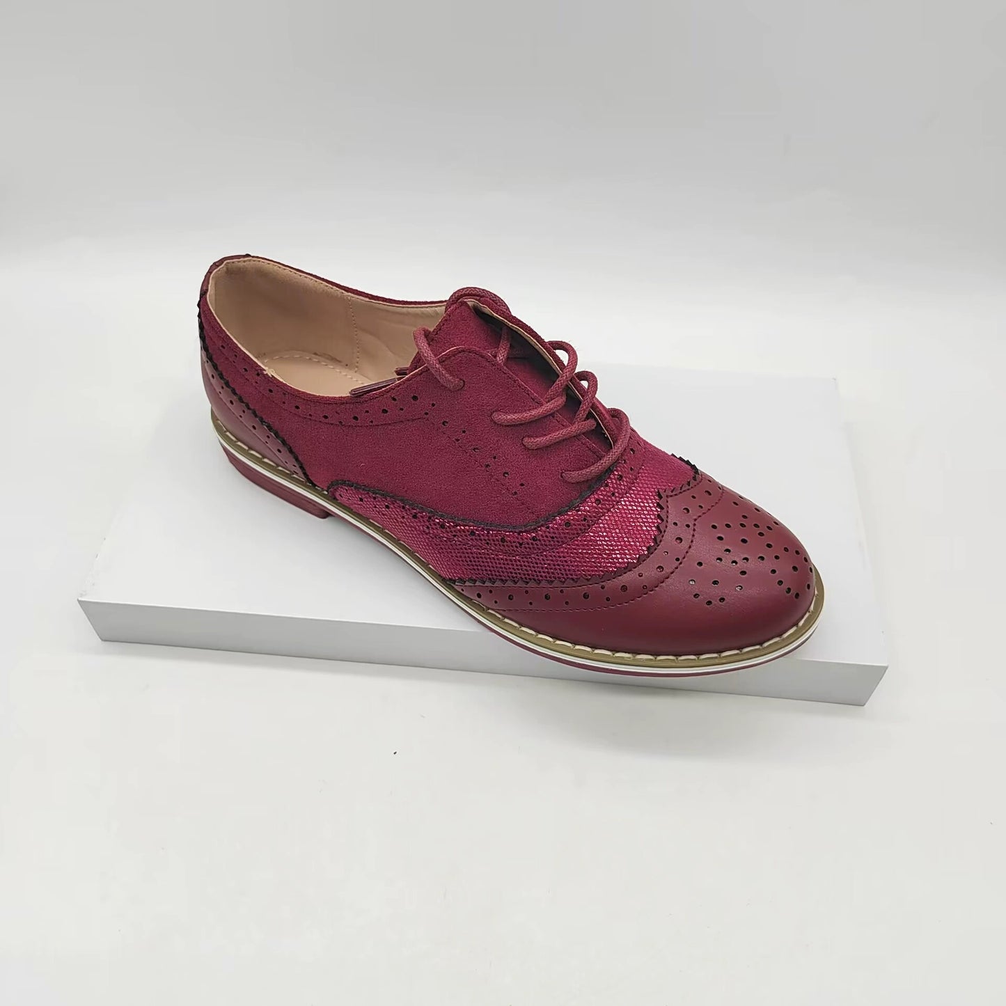 Amelia Leather Brogue Shoes | Lace-Up Perforated Brogue Shoes