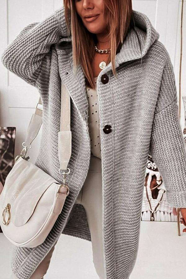 Women’s Cardigan - Knit - Hooded - Longline - Button Front