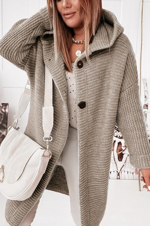 Women’s Cardigan - Knit - Hooded - Longline - Button Front