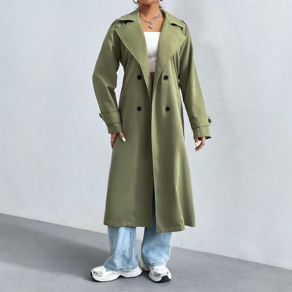 Women's Trench Coat – Classic Double Breasted – Regular Fit – Long – Water-Repellent