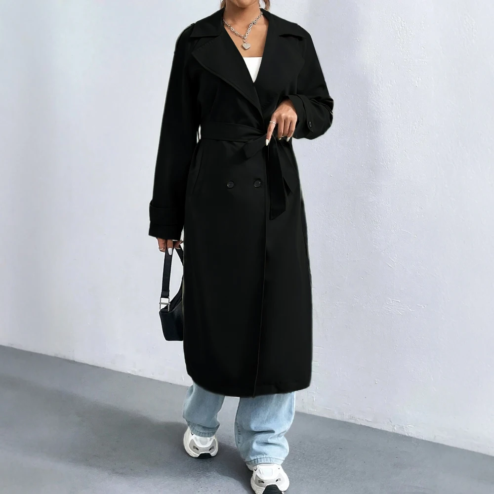 Women's Trench Coat – Classic Double Breasted – Regular Fit – Long – Water-Repellent