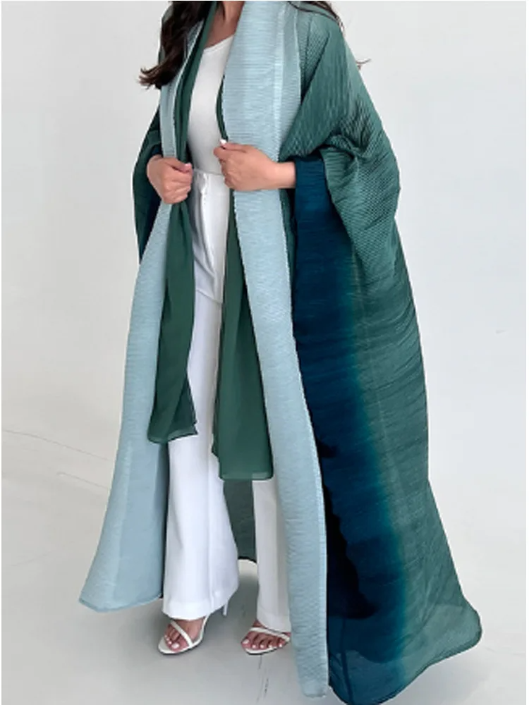 Women's Trench Coat – Oversized Fit – Pleated Texture – Shawl Collar – Batwing Sleeves