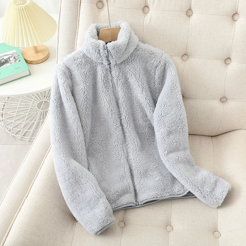 Women's Fleece Jacket – Soft Coral Fleece – Relaxed Fit – Reversible – High Neck