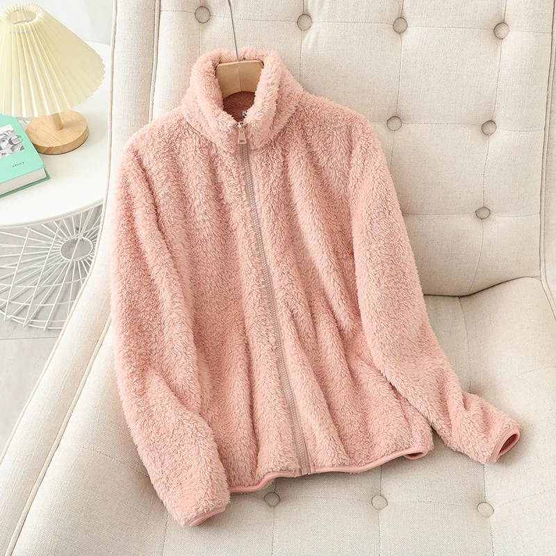 Women's Fleece Jacket – Soft Coral Fleece – Relaxed Fit – Reversible – High Neck