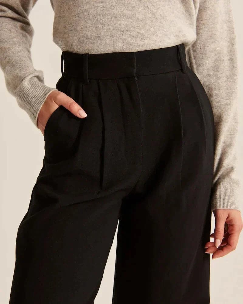 Dame Bukser - Højtaljet Wide-Leg - Komfortabelt Letvægtsstof - Elegant Pasform