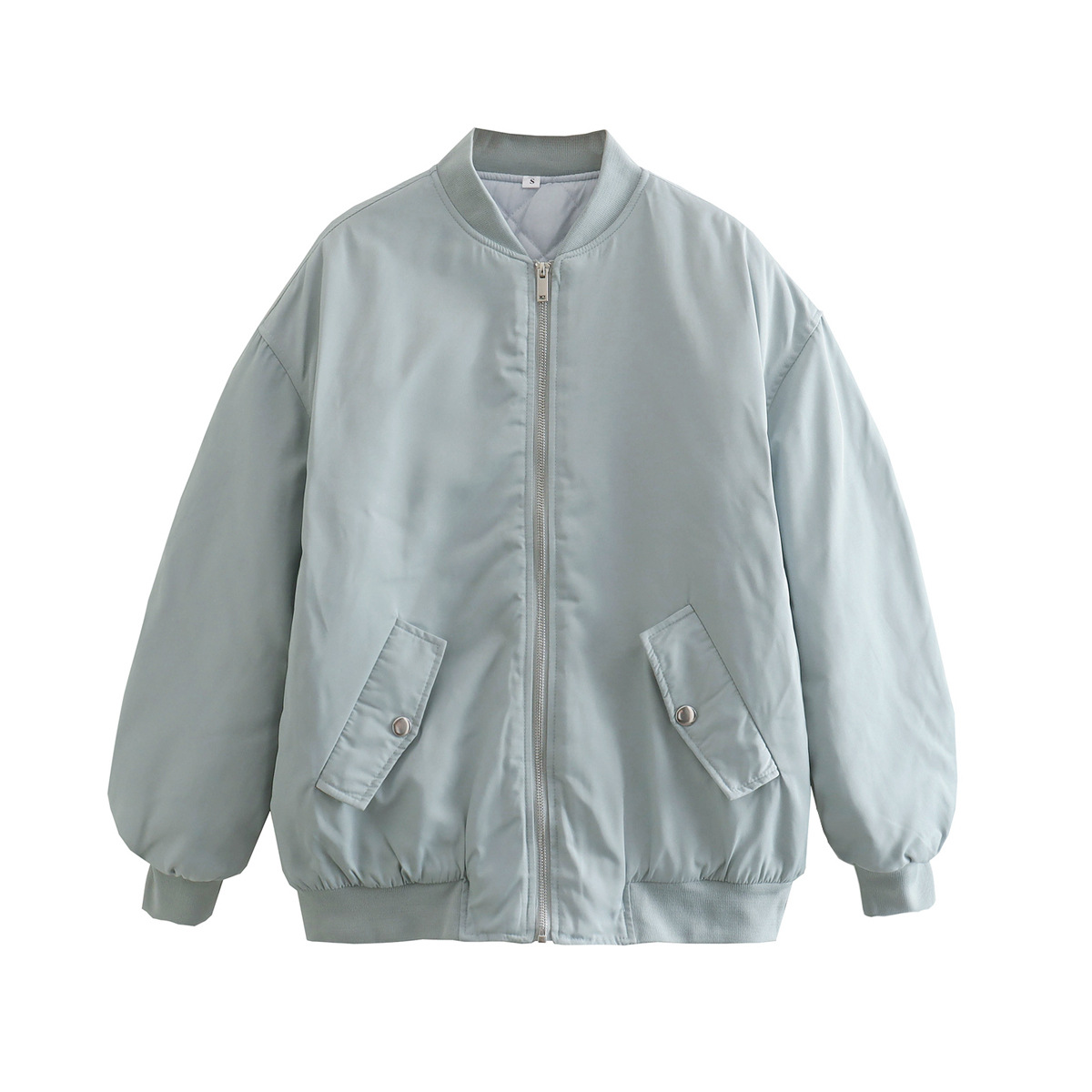 Women's Bomber Jacket – Oversized Fit – Padded Design – Zipper – Ribbed Hem Casual