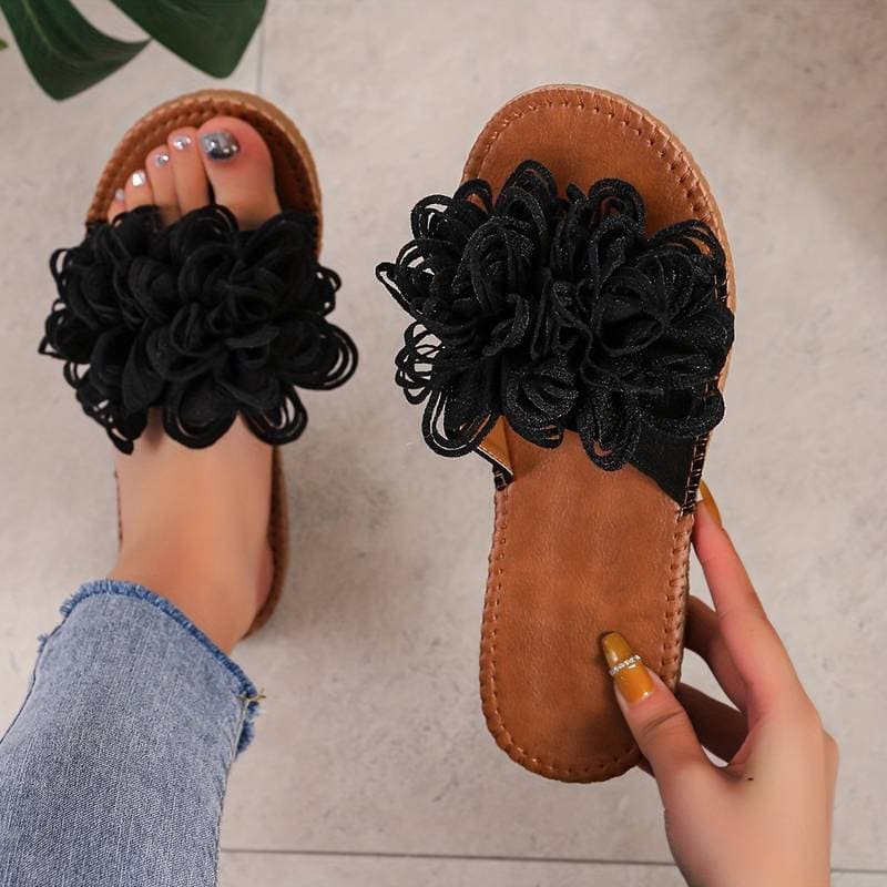 Dame Sandaler - Flad Sål - Blomsterdetalje - Komfort & Stil til Hverdag