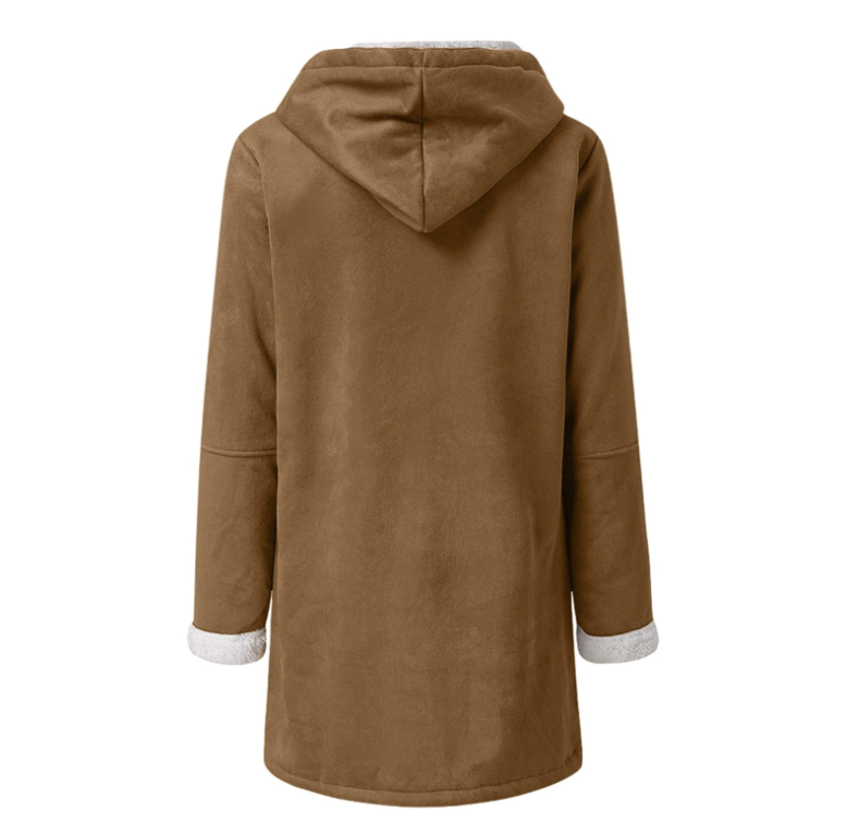 Women's Shearling Coat - Soft and Warm - Hood & Toggle Closure - Lined Comfort