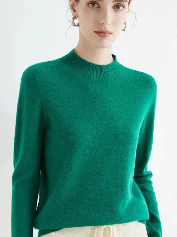 Women's Knit Sweater – Wool Blend – Regular Fit – Long Sleeves – Ribbed Round Neck