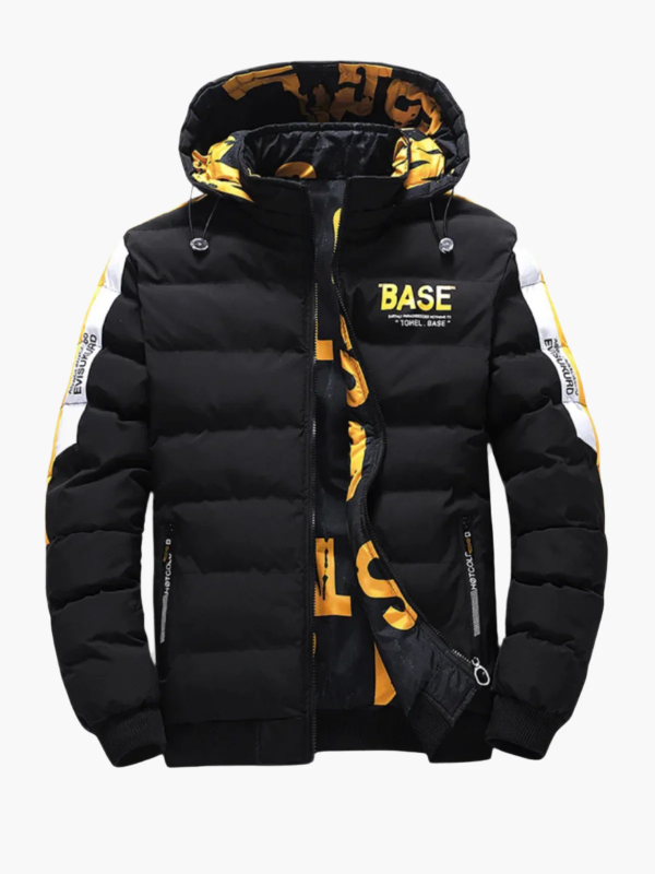 Men’s Puffer Jacket - Synthetic - Hooded - Hip Length - Ribbed Cuffs