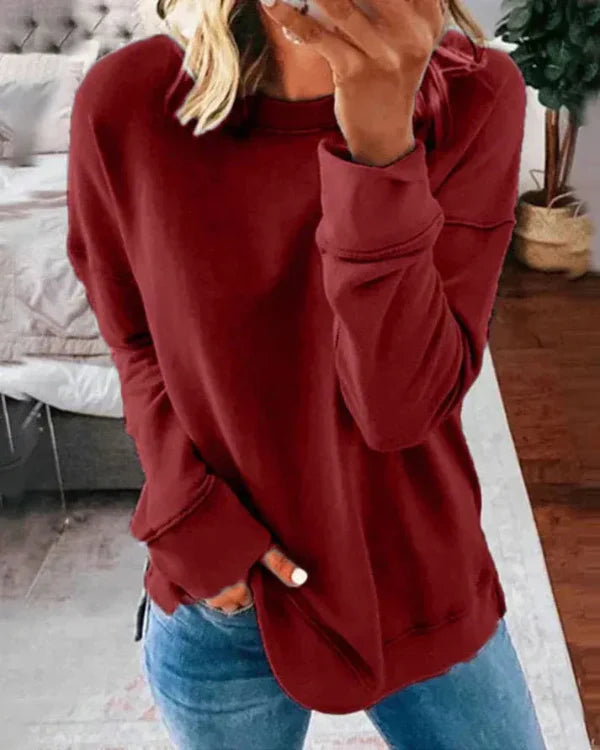 Women's Sweatshirt – Relaxed Fit – Soft Cotton Blend – Round Neck Long-Sleeved