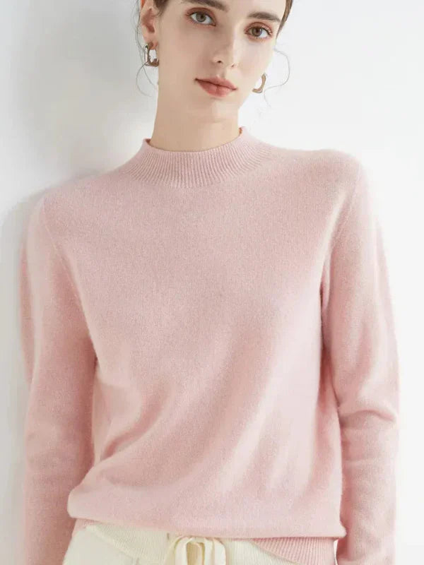 Women's Knit Sweater – Wool Blend – Regular Fit – Long Sleeves – Ribbed Round Neck