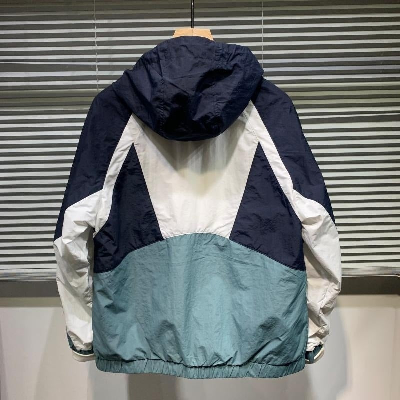 Men’s Windbreaker Jacket - Lightweight Woven - Hooded - Adjustable Drawstrings - Elasticated Cuffs