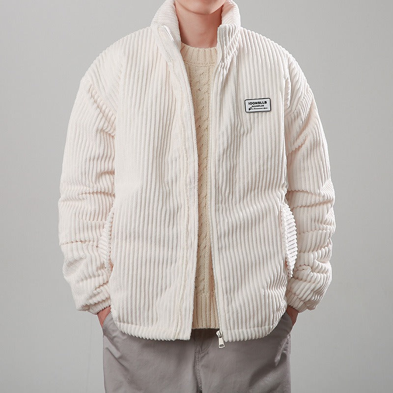 Men’s Jacket - Corduroy - Stand Collar - Elasticated Cuffs and Hem