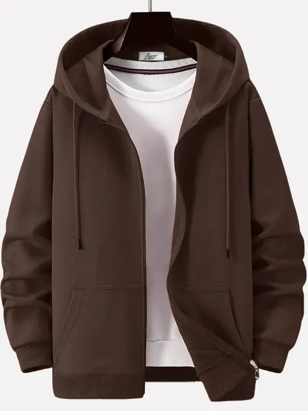 Men's Hoodie with Zipper – Relaxed Fit – Soft Cotton Blend – Hood with Drawstring