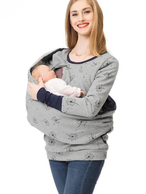 Women's Sweatshirt – Relaxed Fit – Floral Print – Nursing Ready Discretion