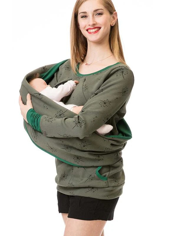 Women's Sweatshirt – Relaxed Fit – Floral Print – Nursing Ready Discretion