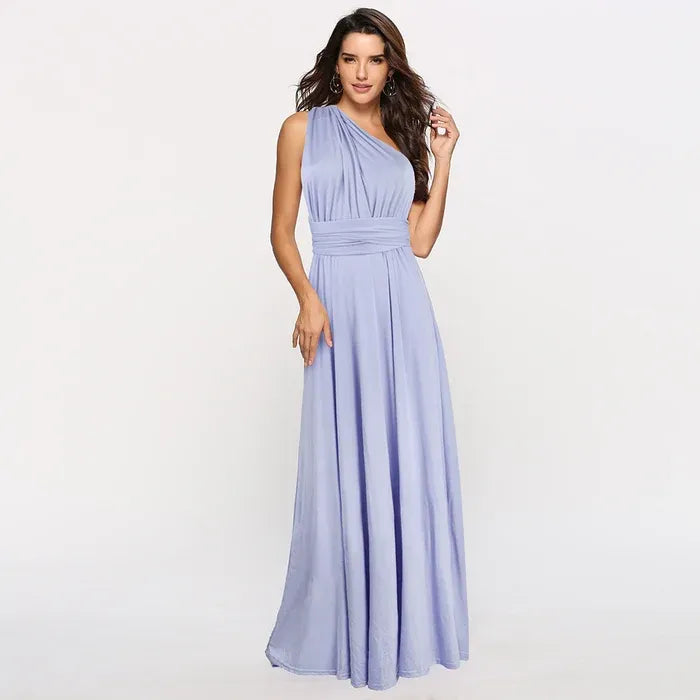 Dress for Women – Wrap Design – Deep V-Neck – Open Back – Floor Length – Stretch Fit