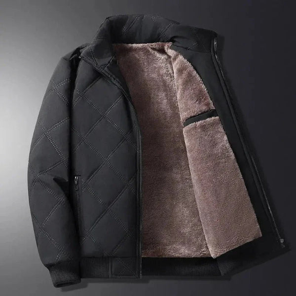 Men's Jacket – Padded with Fleece Lining – Wind Resistant – Regular Fit – Hip Length