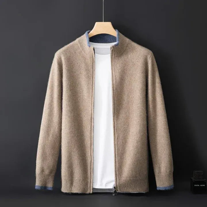 Men's Zip Jacket – Standard Fit – Soft Wool – Rib Collar and Cuffs – Hip Length
