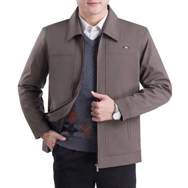Men's Jacket – Regular Fit – Notch Lapel – Zipper Closure – Business Casual Style