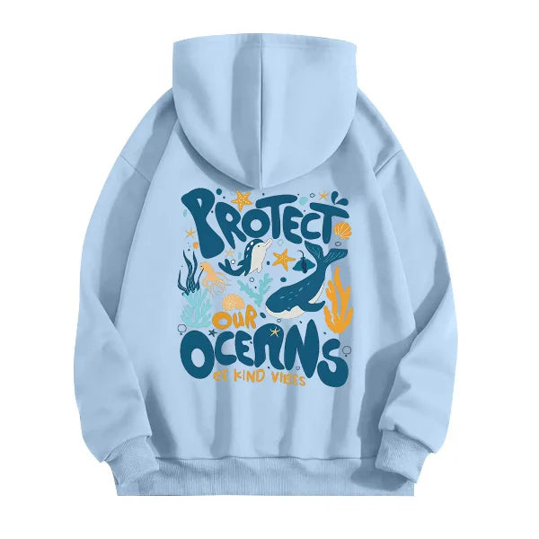 Women's Hoodie – Oversized Fit – Soft Cotton Look – Printed Back Design