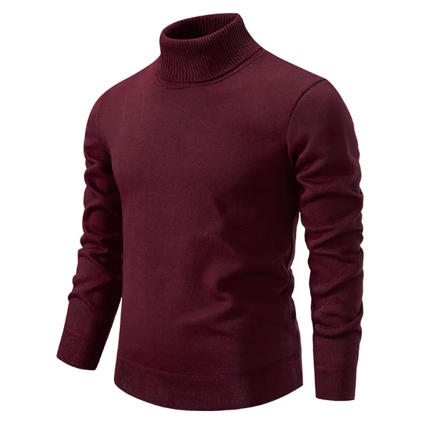 Men's Turtleneck Sweater – Slim Fit – Breathable Cotton Fabric – Ribbed Edges