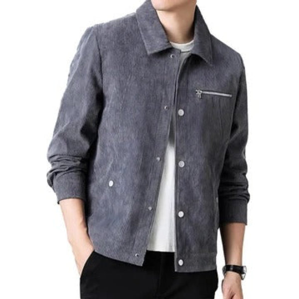 Men's Jacket – Regular Fit – Corduroy Texture – Button Closure – Zipper Pocket – Casual Style
