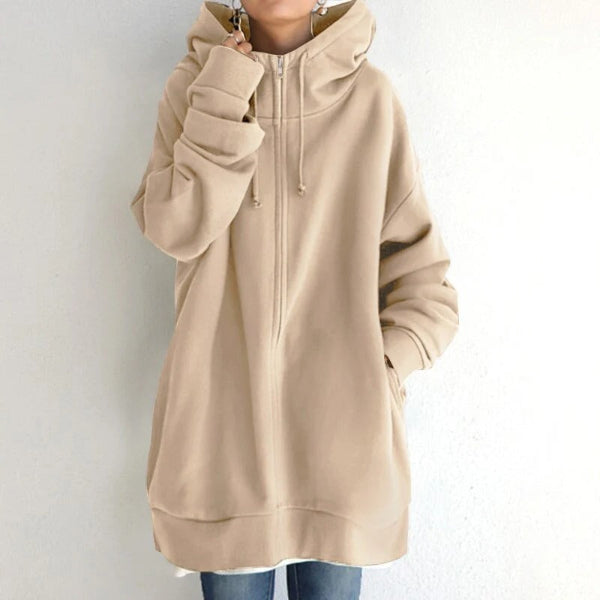 Women's Hoodie – Oversized Fit – Soft Fleece – Zipper – Long Sleeves – Everyday Use