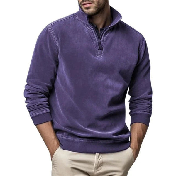 Men's Pullover – Regular Fit – Soft Fleece – Quarter Zip – Ribbed Edges