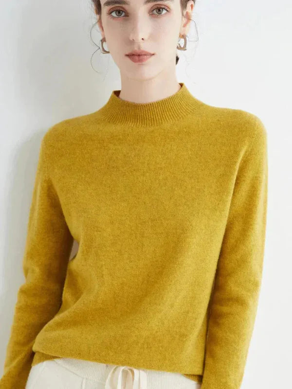 Women's Knit Sweater – Wool Blend – Regular Fit – Long Sleeves – Ribbed Round Neck