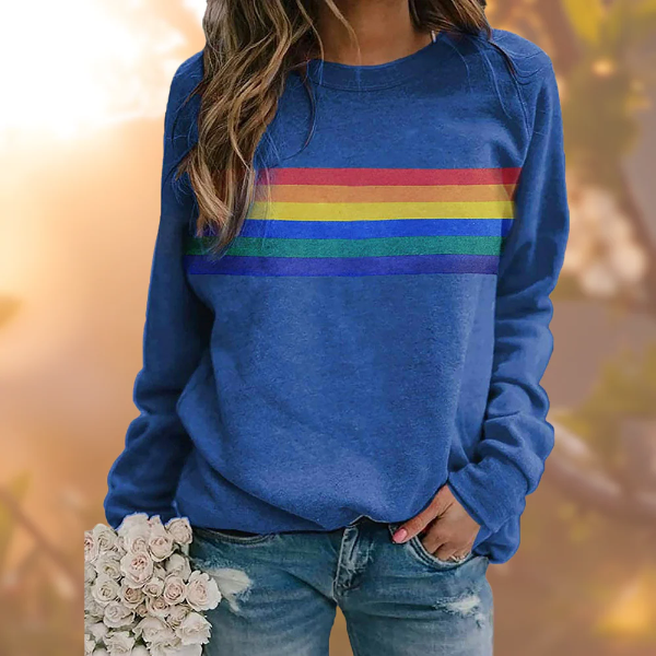 Women's Pullover Sweater – Relaxed Fit – Soft Knit – Striped Crew Neck