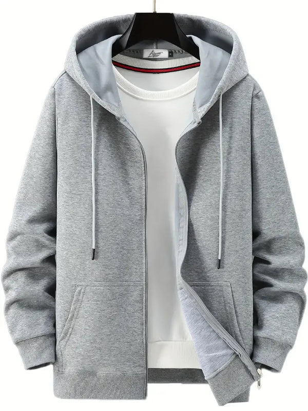Men's Hoodie with Zipper – Relaxed Fit – Soft Cotton Blend – Hood with Drawstring