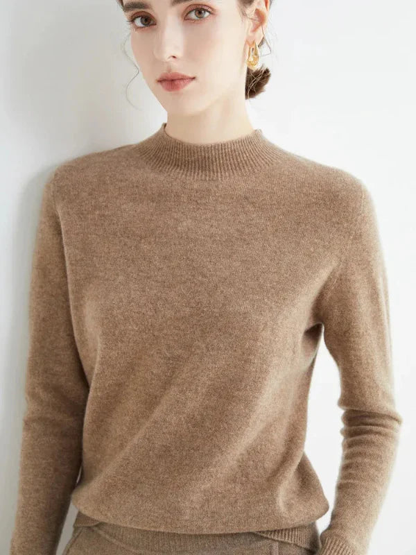 Women's Knit Sweater – Wool Blend – Regular Fit – Long Sleeves – Ribbed Round Neck