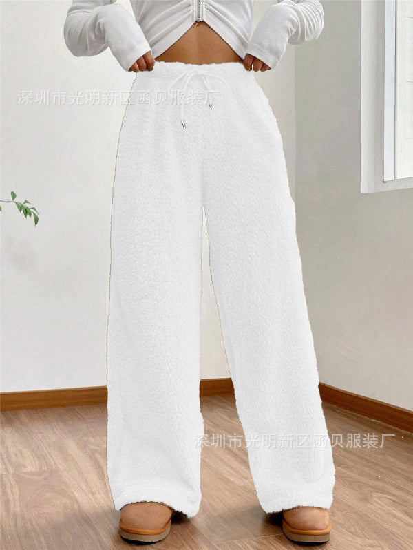 Women's Lounge Pants – Soft Fleece – Loose Fit – Elastic Waist – Full Length