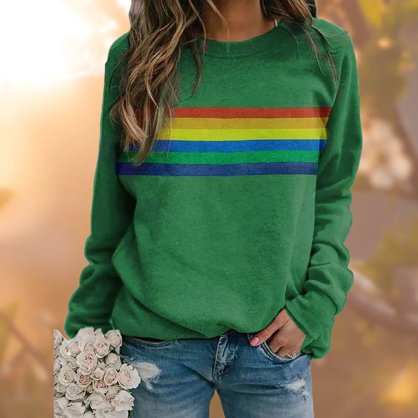 Women's Pullover Sweater – Relaxed Fit – Soft Knit – Striped Crew Neck
