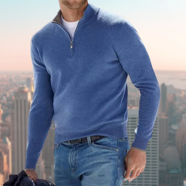 Men's Sweatshirt – Regular Fit – Soft and Breathable – Quarter Zip – Stand Collar