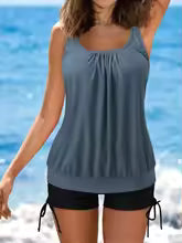 Women's Tankini Swimwear Set – Breathable Stretch – Fully Covered Top and Shorts