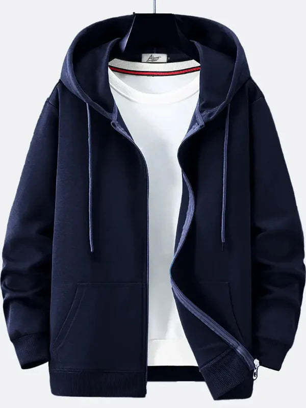 Men's Hoodie with Zipper – Relaxed Fit – Soft Cotton Blend – Hood with Drawstring