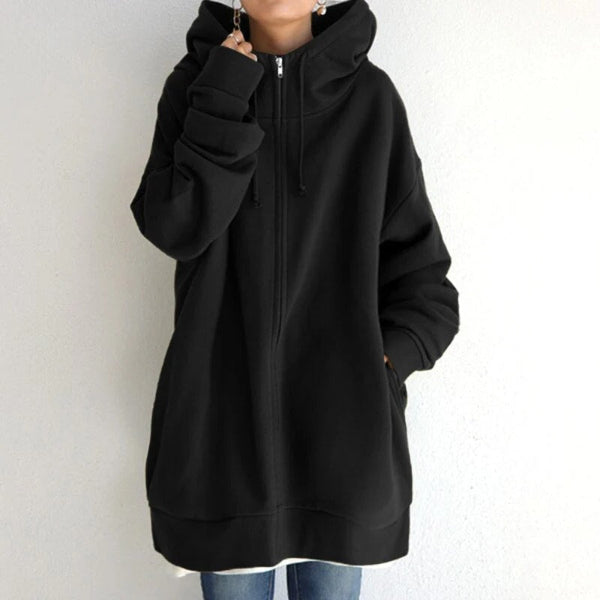 Women's Hoodie – Oversized Fit – Soft Fleece – Zipper – Long Sleeves – Everyday Use