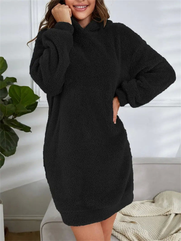 Women's Hoodie Dress – Oversized Fit – Soft Fleece – Long-Sleeved Casual Comfort