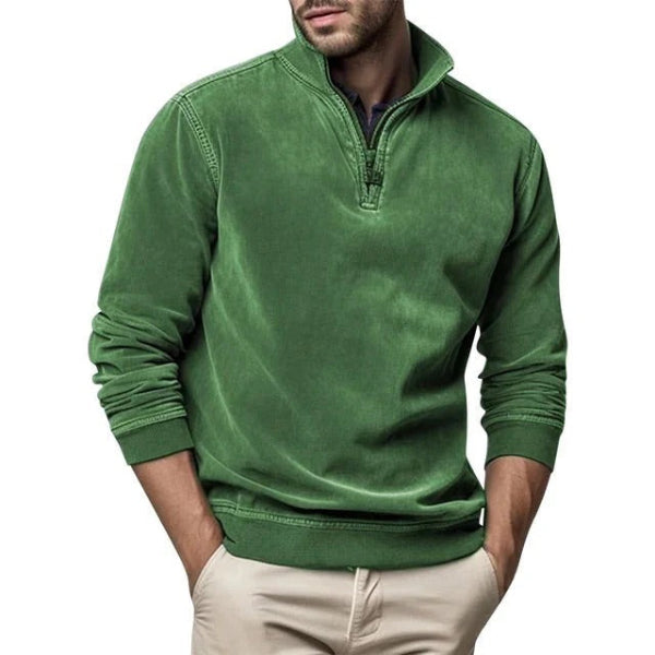Men's Pullover – Regular Fit – Soft Fleece – Quarter Zip – Ribbed Edges