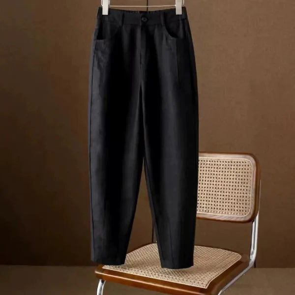 Women's Pants – High Waist – Relaxed Fit – Ankle Length – Lightweight Cotton Fabric