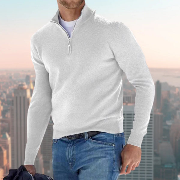 Men's Sweatshirt – Regular Fit – Soft and Breathable – Quarter Zip – Stand Collar