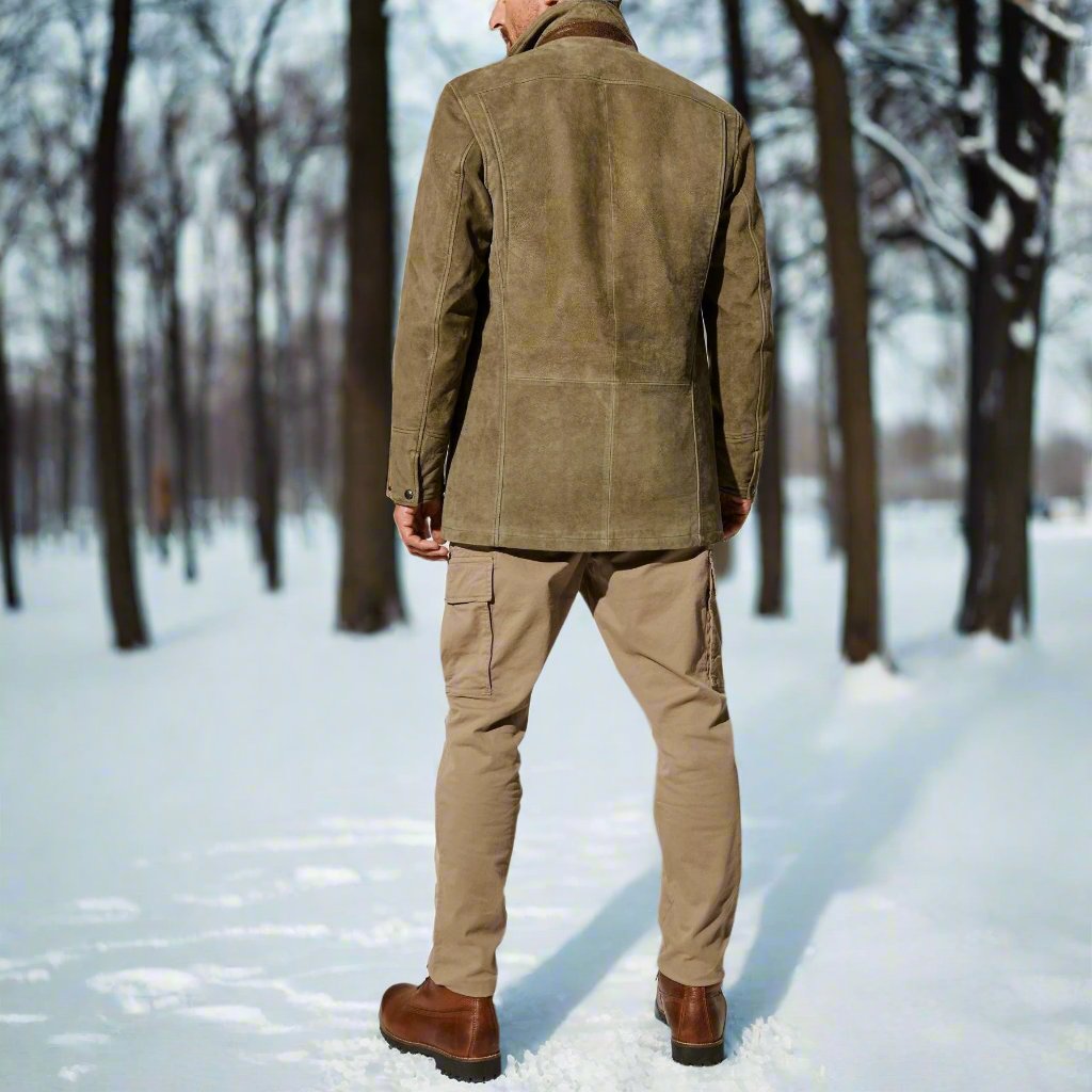 Men's Suede Blazer – Soft Material – Button Closure – Classic Tailored Fit