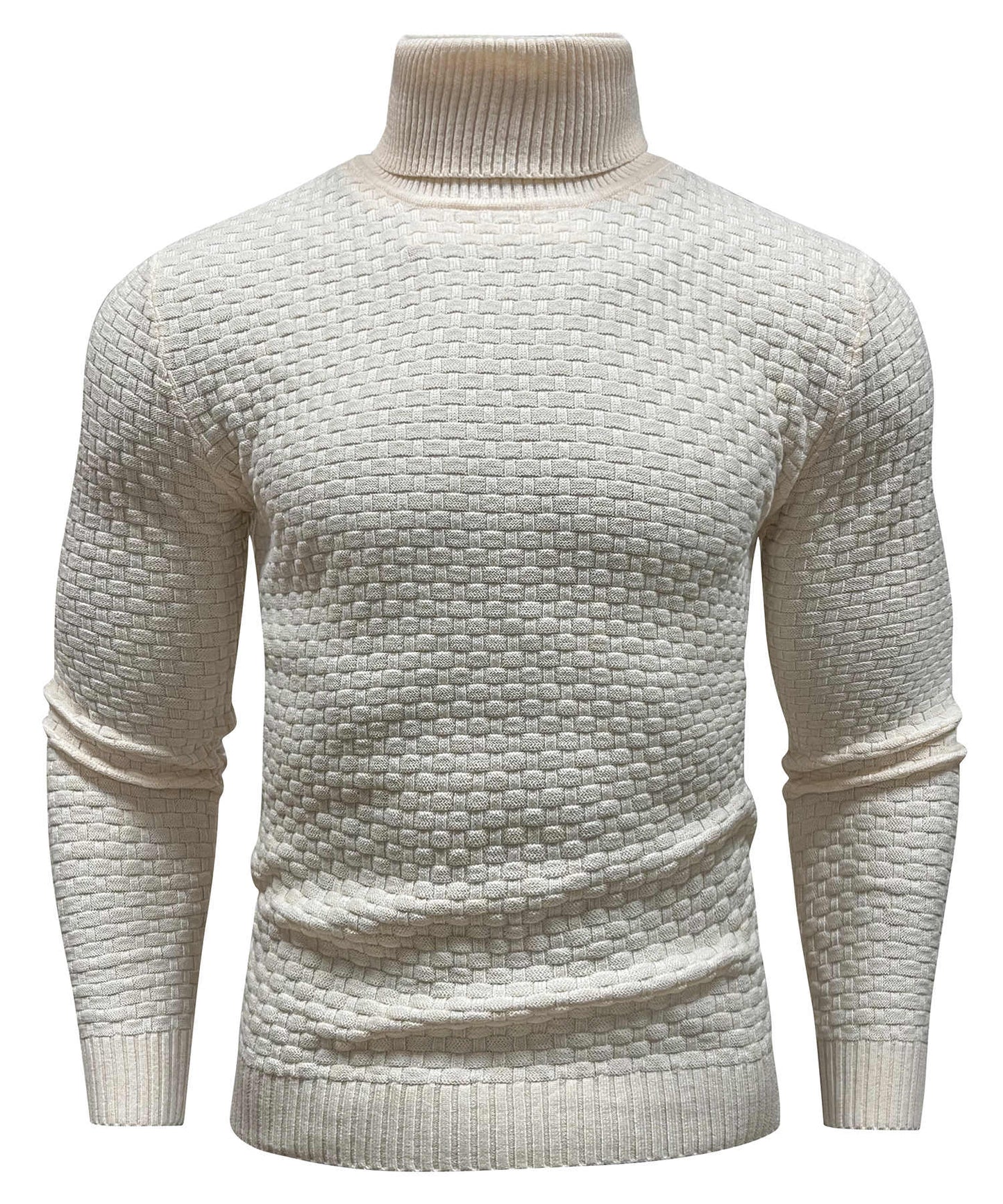 Arthur Slim Fit Turtleneck Sweater | Geometric Pattern Long Sleeve Sweater