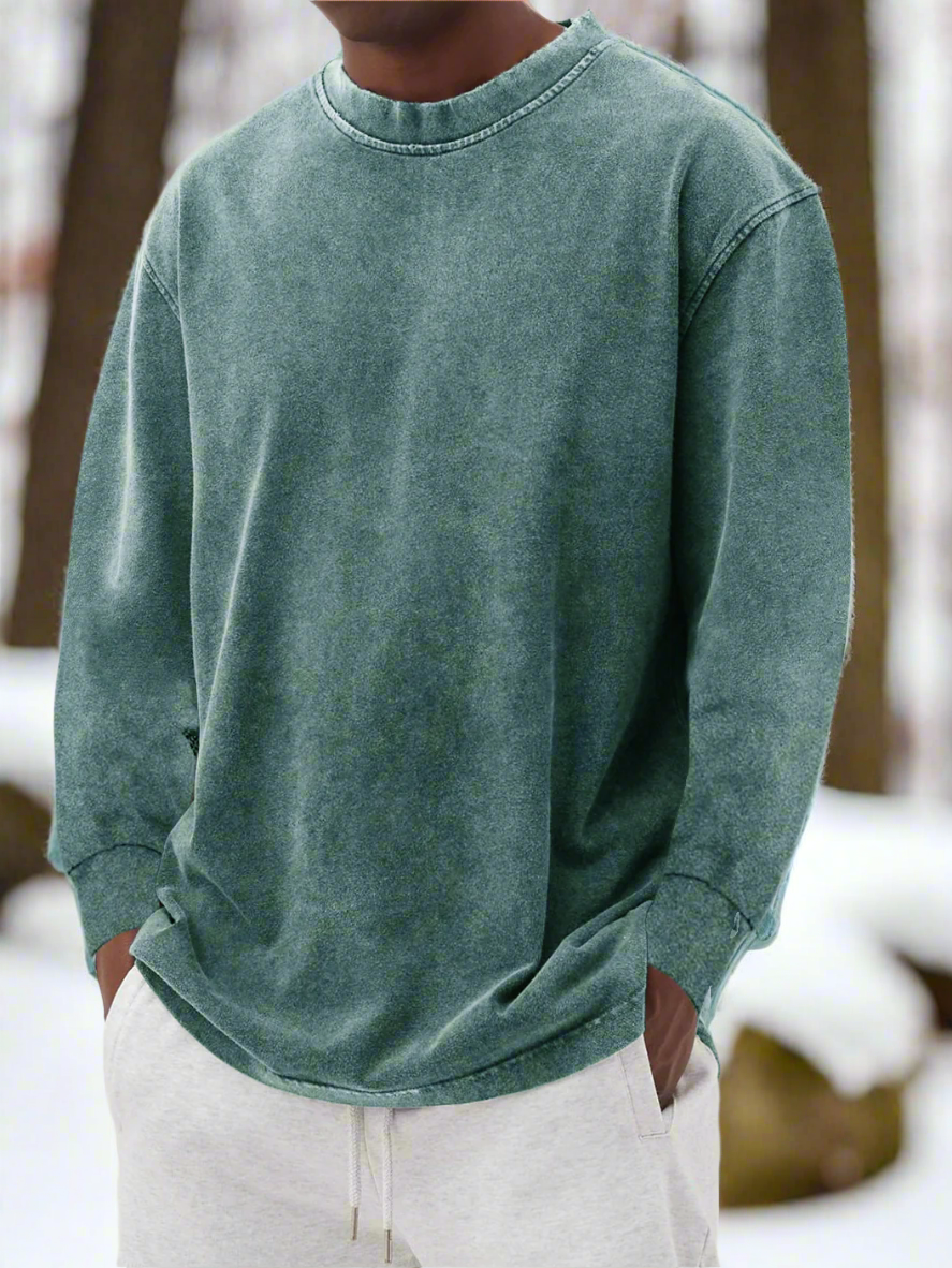 Men's Sweatshirt - Long-Sleeved - Relaxed Fit - Round Neck - Soft and Comfortable