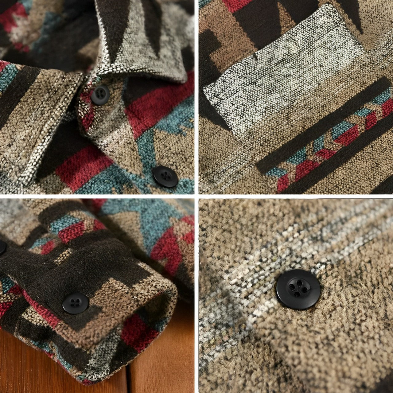 Men's Shirt Jacket - Button Closure - Soft and Durable - Aztec Pattern - Long Sleeves