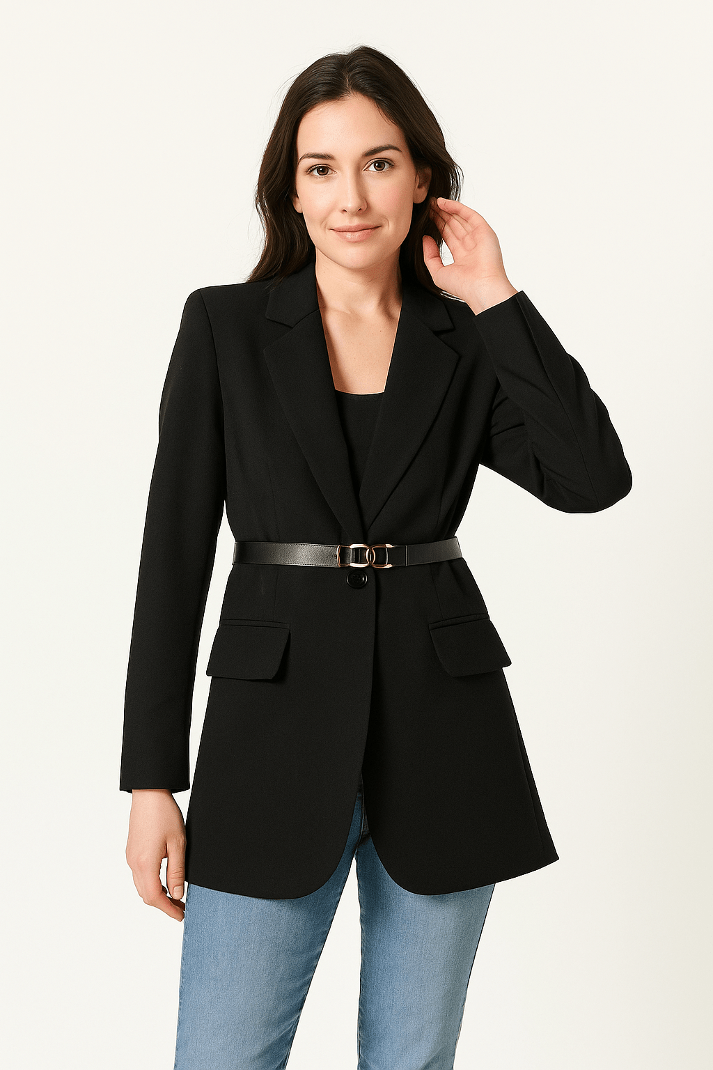 Women's Blazer – Tailored Fit – Belted Waist – Long Sleeves – Formal Look